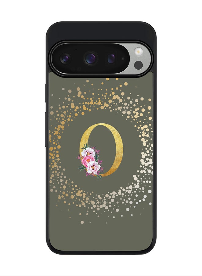Stylizedd For Google Pixel 9 Pro Case,Slim fit Camera Protection, Shockproof Thin Phone cover - Custom Monogram Floral - O (Olive Green )  - Image 1