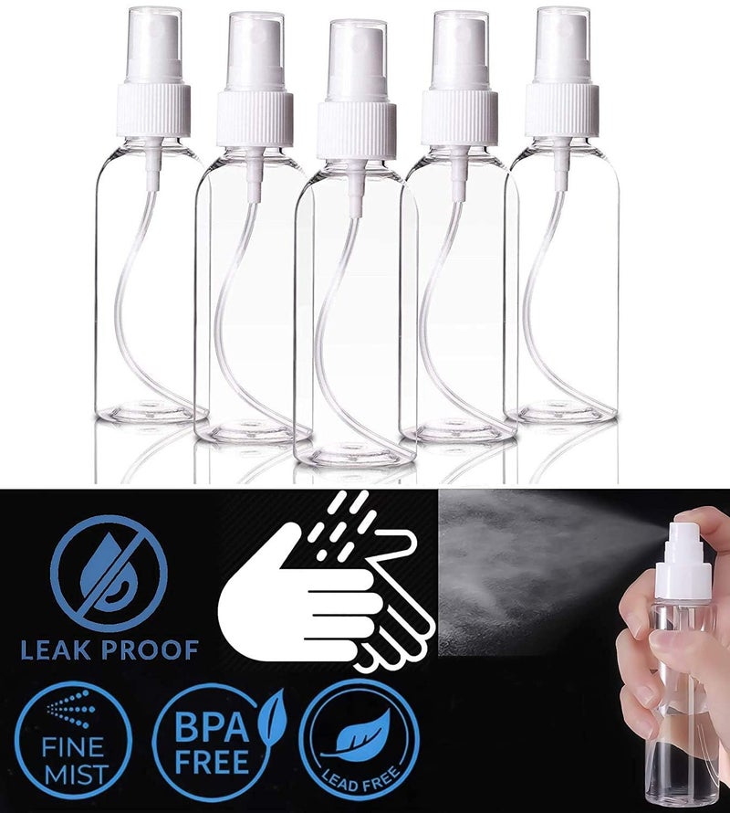 HARRODS Plastic Empty Small, Mist Spray Bottle 100ml - Liquid, Travel, Fogging, Sanitizer Spray Bottles Pack of 5 - Image 3