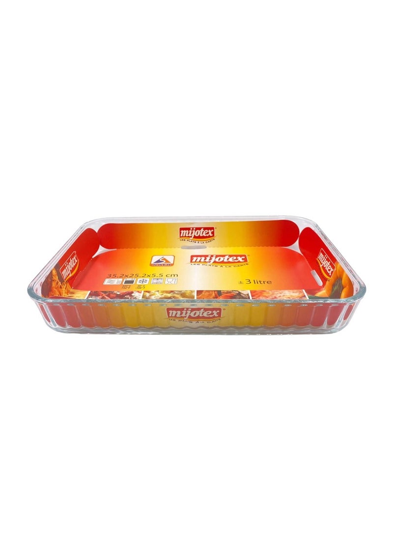 MIJOTEX Rectangular Glass Oven Tray Clear 3 L