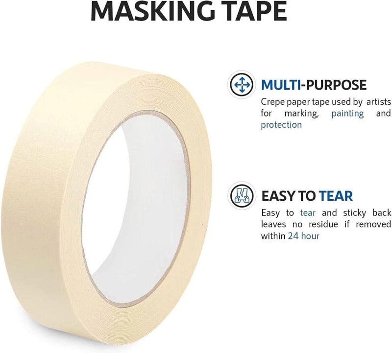 مارك شريط لاصق قوي بطول 1 بوصة × 20 ياردة للرسم والتزيين والمنزل والمكتب والقرطاسية المدرسية والفنون والحرف اليدوية وما إلى ذلك [6 لفات] - Image 2