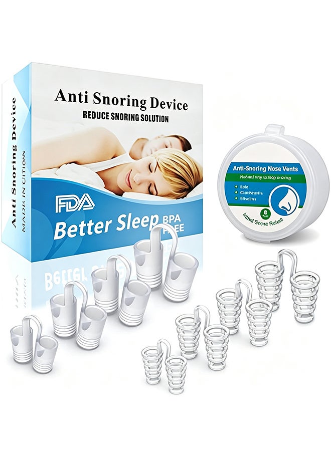 8 Pieces Anti Snoring Device, 4 Sizes Novel Nose Separator, Nasal Dilator Snoring Nose Vents Stopper for Travel and Home - Image 1