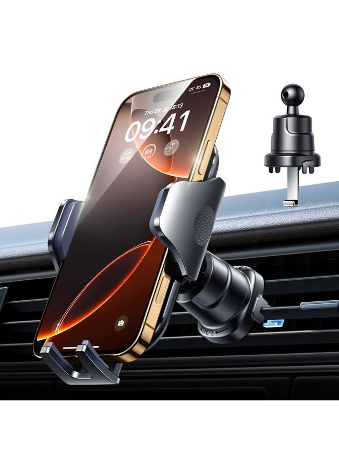 VANMASS Car Holder with Metal Hook, Smartphone Holder, Car Smartphone Stand, Air Conditioner Vent Type, 360 Degree Rotation, Fall Prevention, Stable, One-Handed Installation Easy Installation, Thick - Image 1