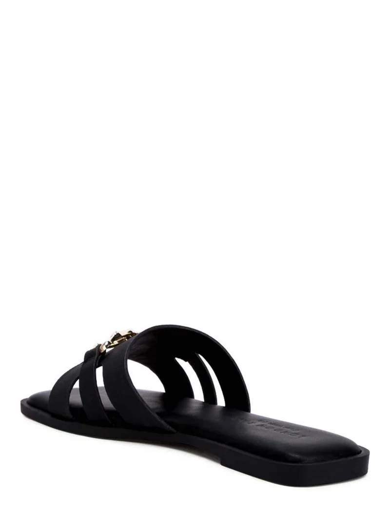 London Rag Horsebit Embellished Flats in Black