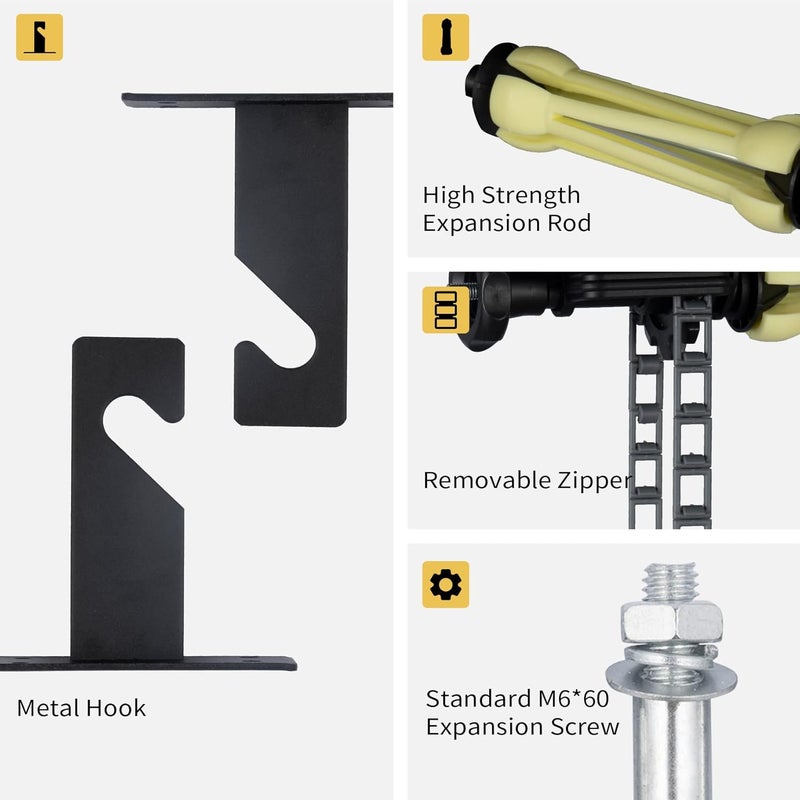 goshoot Photography 1 Roller Backdrop Wall Mounting Manual Background Support System with 1 Chain 2 Single Hooks 2 Expand Rods 8 Screws for Photo Studio Portrait Product Video Shooting - Image 2