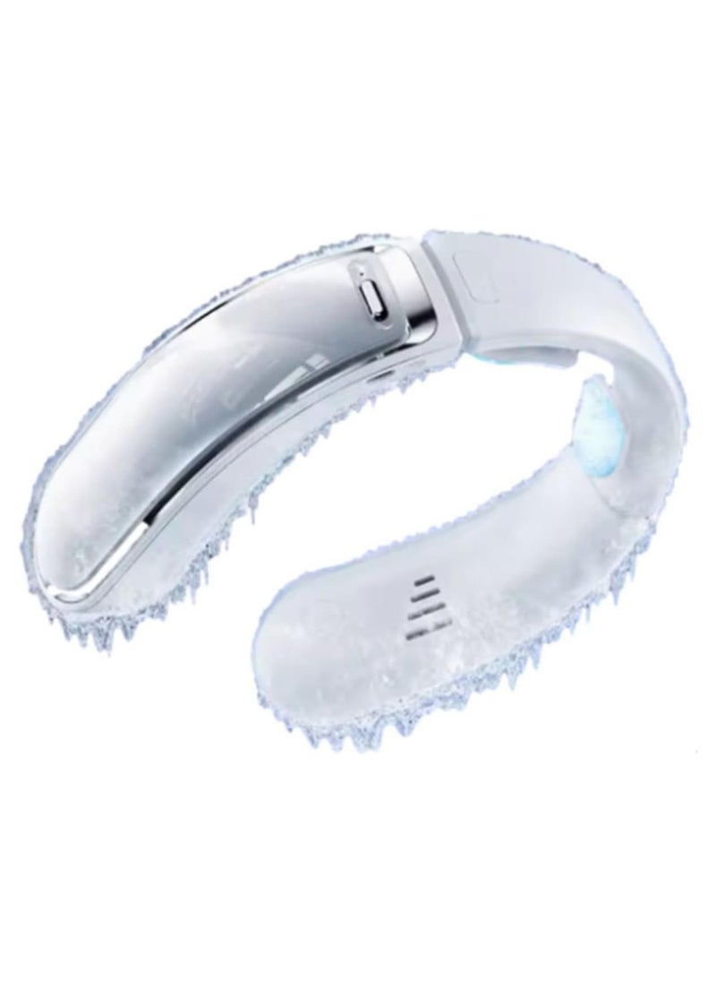 Remax Mena Portable Neck Fan Hands-Free, Wearable Neckband Fan 3 Speed Settings, Perfect for Hot Flashes, Rechargeable via Type-C, Lightweight, Portable Cooling Fan is Ideal for Outdoor Activities (White)  - Image 1