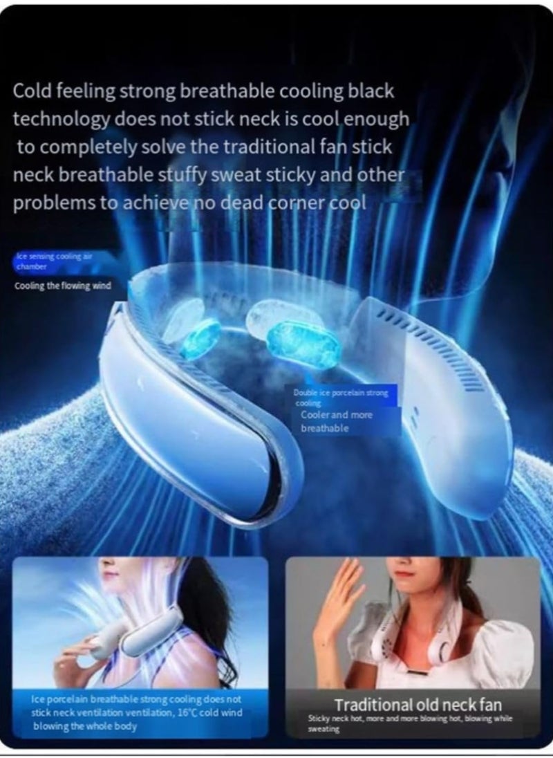 Remax Mena Portable Neck Fan Hands-Free, Wearable Neckband Fan 3 Speed Settings, Perfect for Hot Flashes, Rechargeable via Type-C, Lightweight, Portable Cooling Fan is Ideal for Outdoor Activities (White)  - Image 4