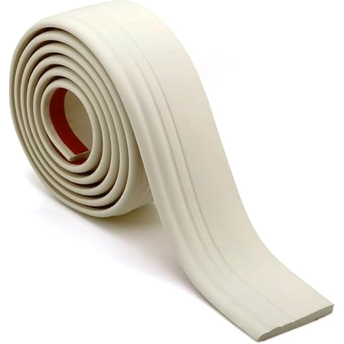 PEELSTICKTRIM HARDENED PEEL AND STICK BASEBOARD TRIM, FLEXIBLE STRIP AND CAULK FOR FLOOR, CHAIR RAIL, WALL BASE (16.4 FT X 3.9 INCH) - Image 1
