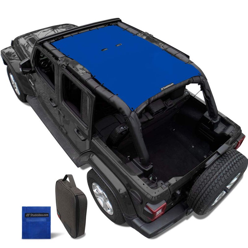Shadeidea Sun Shade Top for Jeep Wrangler JL Unlimited 20182023 4 Door Front and RearBlue Mesh Screen Sunshade JLU Top Cover UV Blocker with Grab Bag 10 Year Warranty