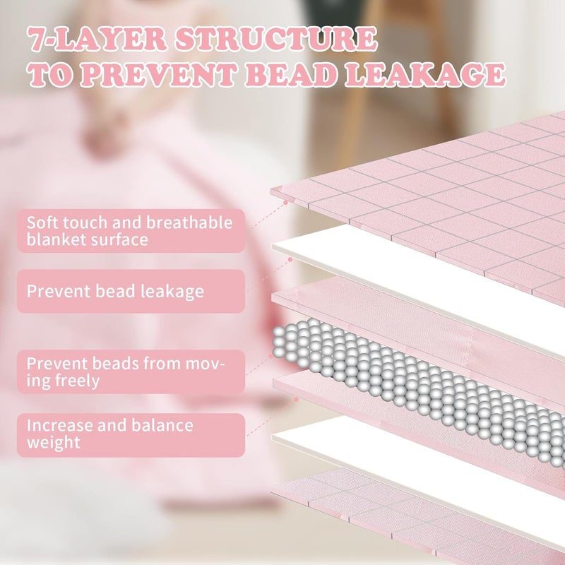 HOSUKKO Weighted Blanket - 7 lbs Pink Heavy Breathable Blanket (41 * 60 inches) - Image 5