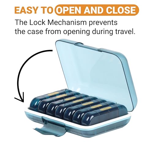POPCUBE Premium Medicine organizer Box- Waterproof Weekly Medicine organizer- Medicine Box for home, 7 days tablet organizer For Home-Large Pill Organizer Box Case (Blue, 4 Compartment) - Image 4