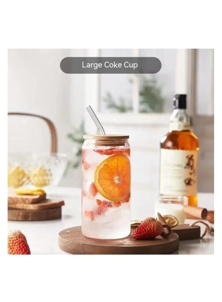 Liying 1Pcs Glass Cups with Bamboo Lids and Glass Straw 525ML Shaped Cups, Beer Mug, Cute Tumbler Cup, Ideal for Iced Coffee, Cocktail  - Image 5