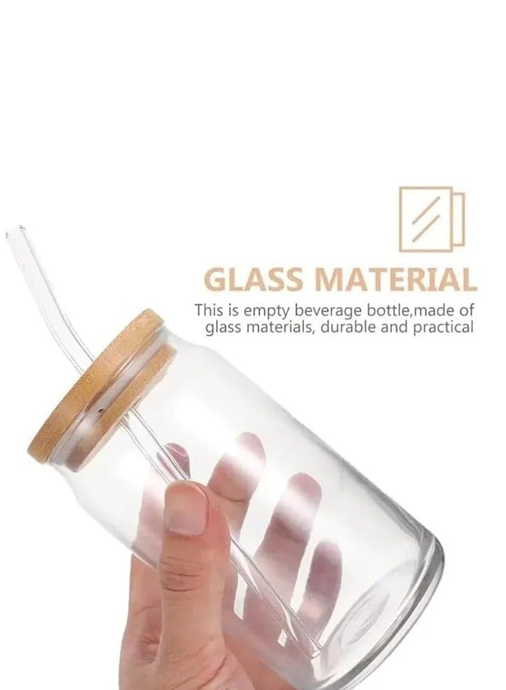 Liying 1Pcs Glass Cups with Bamboo Lids and Glass Straw 525ML Shaped Cups, Beer Mug, Cute Tumbler Cup, Ideal for Iced Coffee, Cocktail  - Image 4