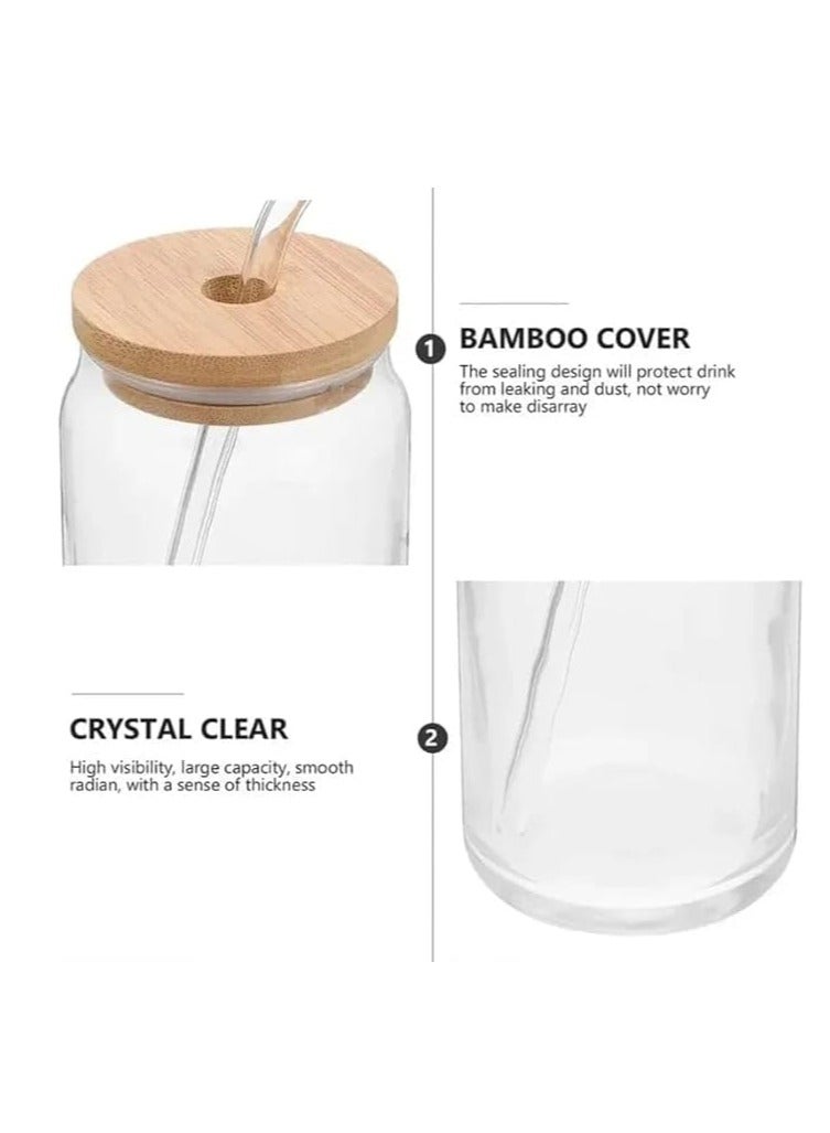 Liying 1Pcs Glass Cups with Bamboo Lids and Glass Straw 525ML Shaped Cups, Beer Mug, Cute Tumbler Cup, Ideal for Iced Coffee, Cocktail  - Image 3