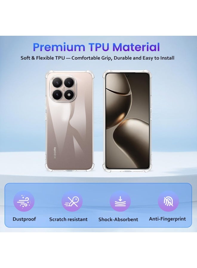 ChicVibe Clear Case For Xiaomi 15T 5G - Thin Soft Silicone Gel Case Cover, TPU Protection Cover Transparent Soft funda, Anti-Falling Shockproof Protective Cover, Transparent - Image 3