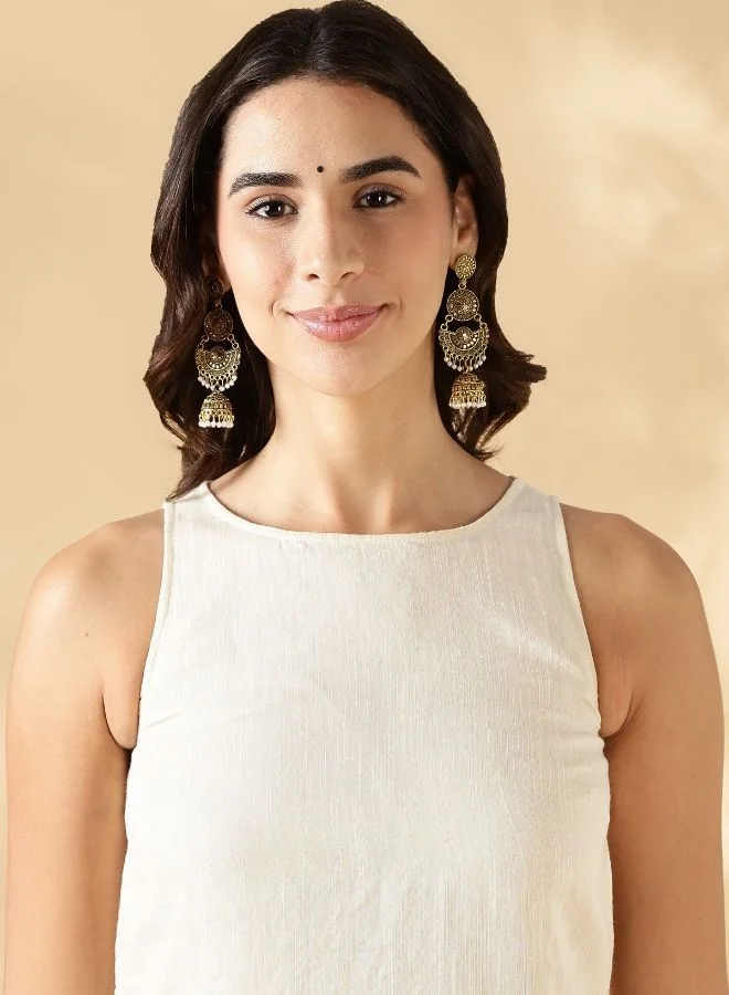 Abhishti Woven cotton zari sleeveless kurta