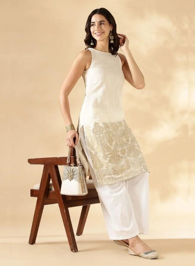 أبهشتي كورتا قطن منسوج بدون أكمام بزري