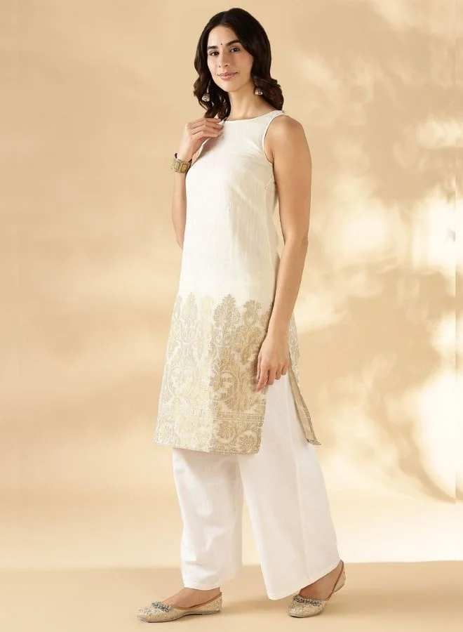 أبهشتي كورتا قطن منسوج بدون أكمام بزري