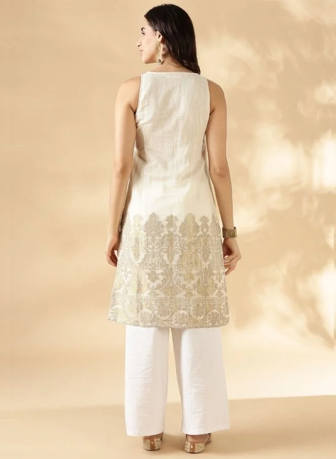 أبهشتي كورتا قطن منسوج بدون أكمام بزري