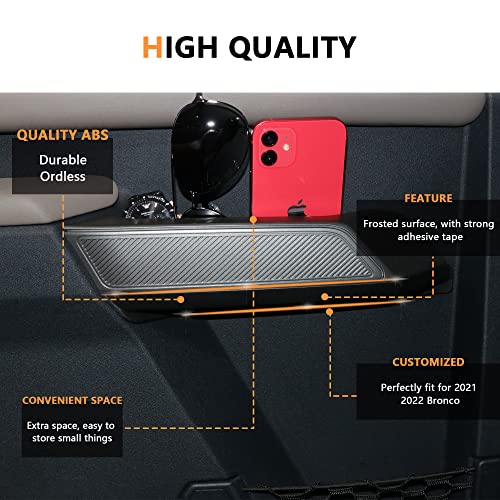 RERPRO صندوق تنظيم درج تخزين مقبض الباب الخلفي RERPRO لسيارة فورد برونكو 2021 2022 2023 2024 2025 الجديدة 4 أبواب، ملحقات داخلية، جيوب مقبض الباب الجانبي، أسود، عبوة 2 - Image 5