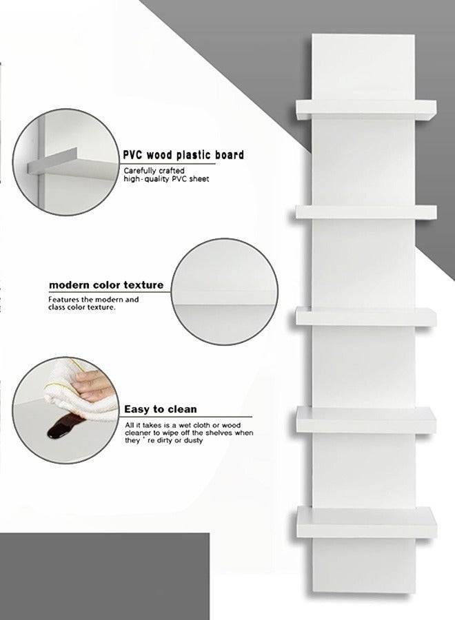 Exquisite 5-Tier Wall Shelf, Vertical Floating Pillar Shelf, Space Saving Multi Functional Storage Organizer, Tall Tower Shelving Unit for Home, Bedroom, Living Room, Office, Books, Plants, and Decorative Items - Image 5