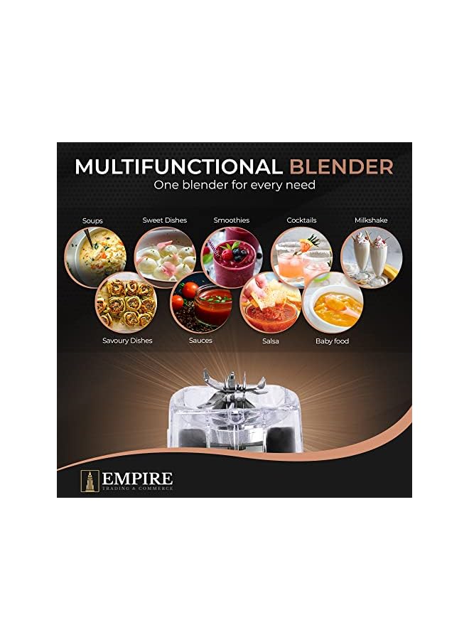 Empire Blender Smoothie Maker 2200W, 10 Adjustable Speeds Smoothie Blender with 2L BPA-Free Container, 30,000RPM High-Speed Blenders with Multiple Blades, Professional Blenders for Kitchen - Image 5