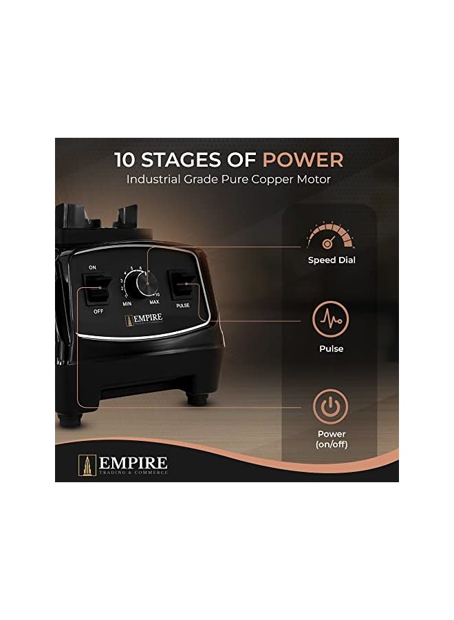 Empire Blender Smoothie Maker 2200W, 10 Adjustable Speeds Smoothie Blender with 2L BPA-Free Container, 30,000RPM High-Speed Blenders with Multiple Blades, Professional Blenders for Kitchen - Image 4
