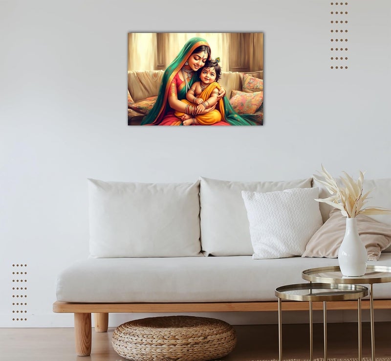 Anaadi Bal Krishna With Yashoda Maa Photo Poster Without Frame for Home Office Decoration 12x18 Inch Style 3 - Image 2