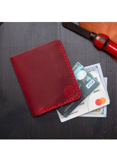 Vagave Genuine Leather Wallet Handmade Crazy Leather Men's Wallet Card Holder Red  - Image 4