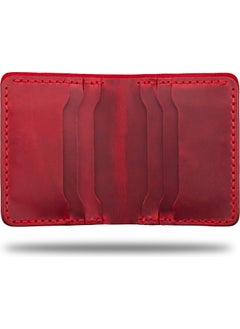 Vagave Genuine Leather Wallet Handmade Crazy Leather Men's Wallet Card Holder Red  - Image 5
