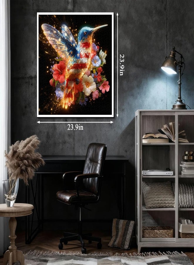 PPuzzling American Flag Hummingbird Puzzles for Adults 1000 Pieces, USA Patriotic Bird Jigsaw Puzzles, United States Freedom Floral Animal Puzzle - Image 4