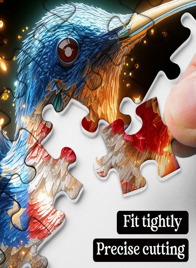 PPuzzling American Flag Hummingbird Puzzles for Adults 1000 Pieces, USA Patriotic Bird Jigsaw Puzzles, United States Freedom Floral Animal Puzzle - Image 3