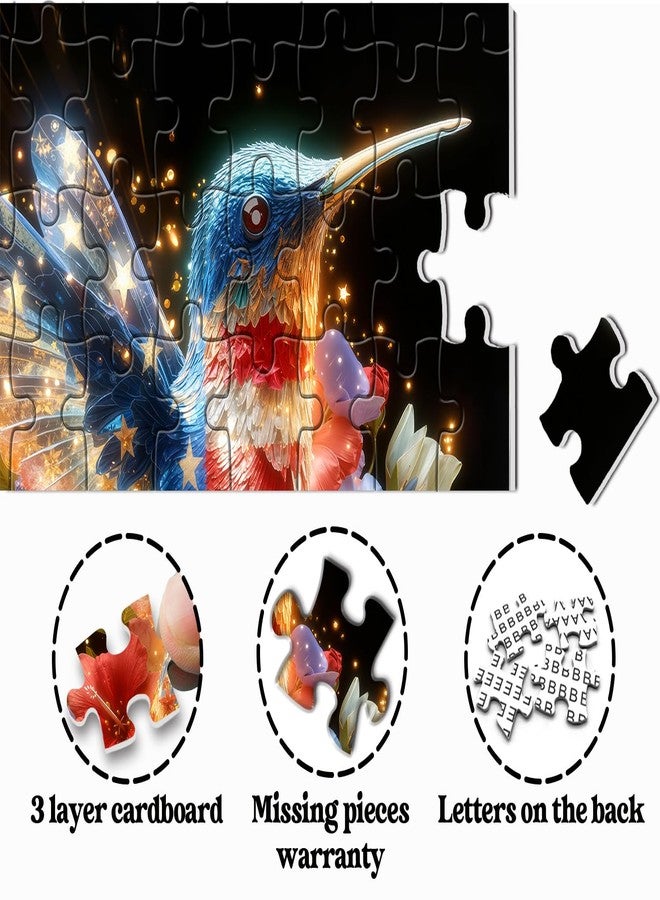 PPuzzling American Flag Hummingbird Puzzles for Adults 1000 Pieces, USA Patriotic Bird Jigsaw Puzzles, United States Freedom Floral Animal Puzzle - Image 5