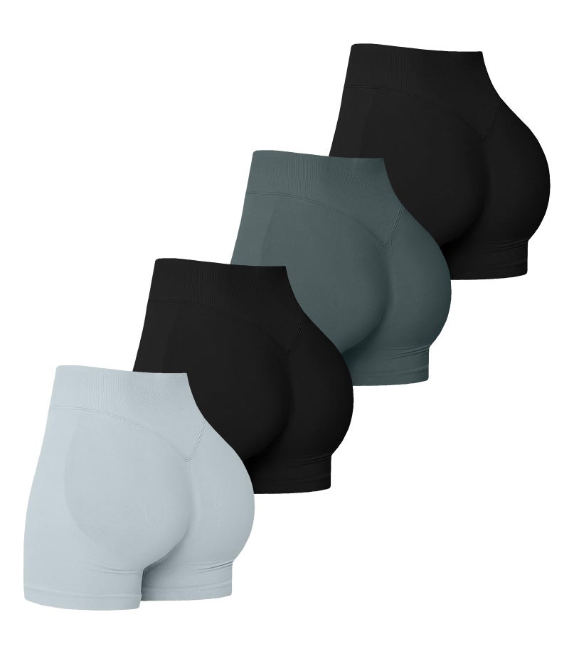 YWBIN 4 Pack Women Workout Gym Impact Shorts Seamless Scrunch Butt Lifting Gym Yoga Shorts - Image 1