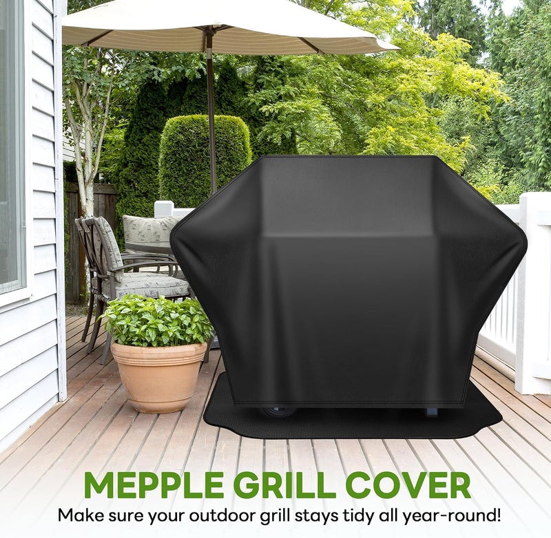 Mepple Grill Cover 65 Inch & Under Grill Mat,Waterproof Fade Resistant Anti-UV Barbecue Grill Cover & Weather Protection BBQ Cover for Griddle Outdoor,Compatible with Weber Nexgrill Charbroil Grill - Image 2