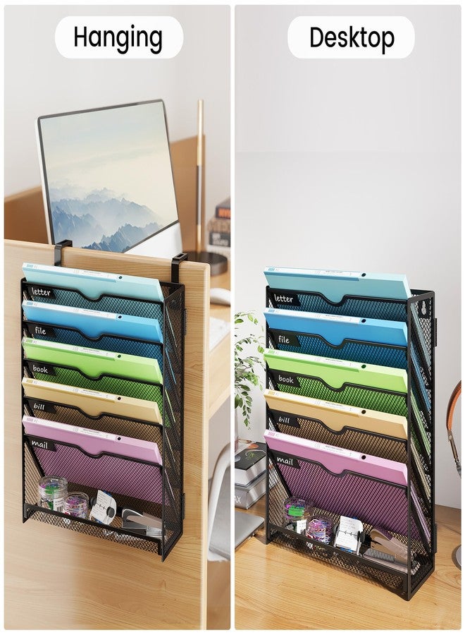 Kinkota Hanging Wall File Organizer 6-Tier Wall Mount Mail Organizer & Desk Paper Organizer, Sleek Black Metal File Folder Holder for Office, Cubicle, Bedroom | All-in-One Document Storage Shelf - Image 5