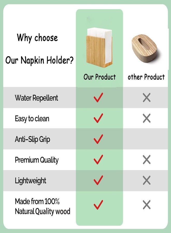 DingCo Bamboo Vertical Napkin Holder - Wooden, Natural, Strong and Waterproof - For Table, Kitchen and Countertops - Image 5