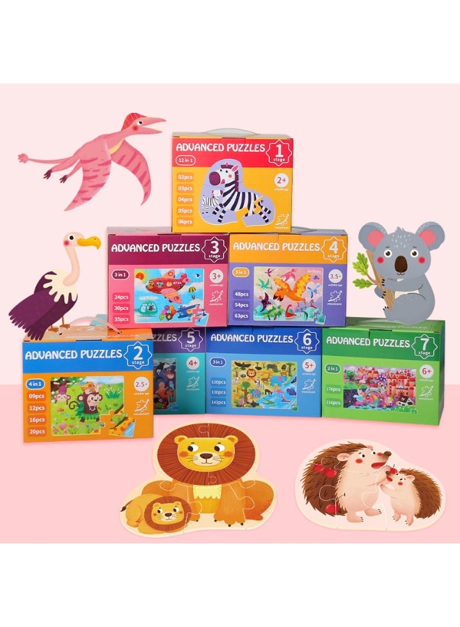 HALAMODO Stage 7 Fairy Tale World Educational Puzzle (6+ Years) | New Advanced Wooden Jigsaw for Kids | 7-Stage Willpower Training (1-7 Years) | 176-216 Piece Challenging Set | Includes Manual & Achievement Stickers | Premium 5mm Plywood | Number Matrix on Back | Non-Toxic Material | Parent-Child STEM Toy | Develops Patience & Logical Thinking - Image 4