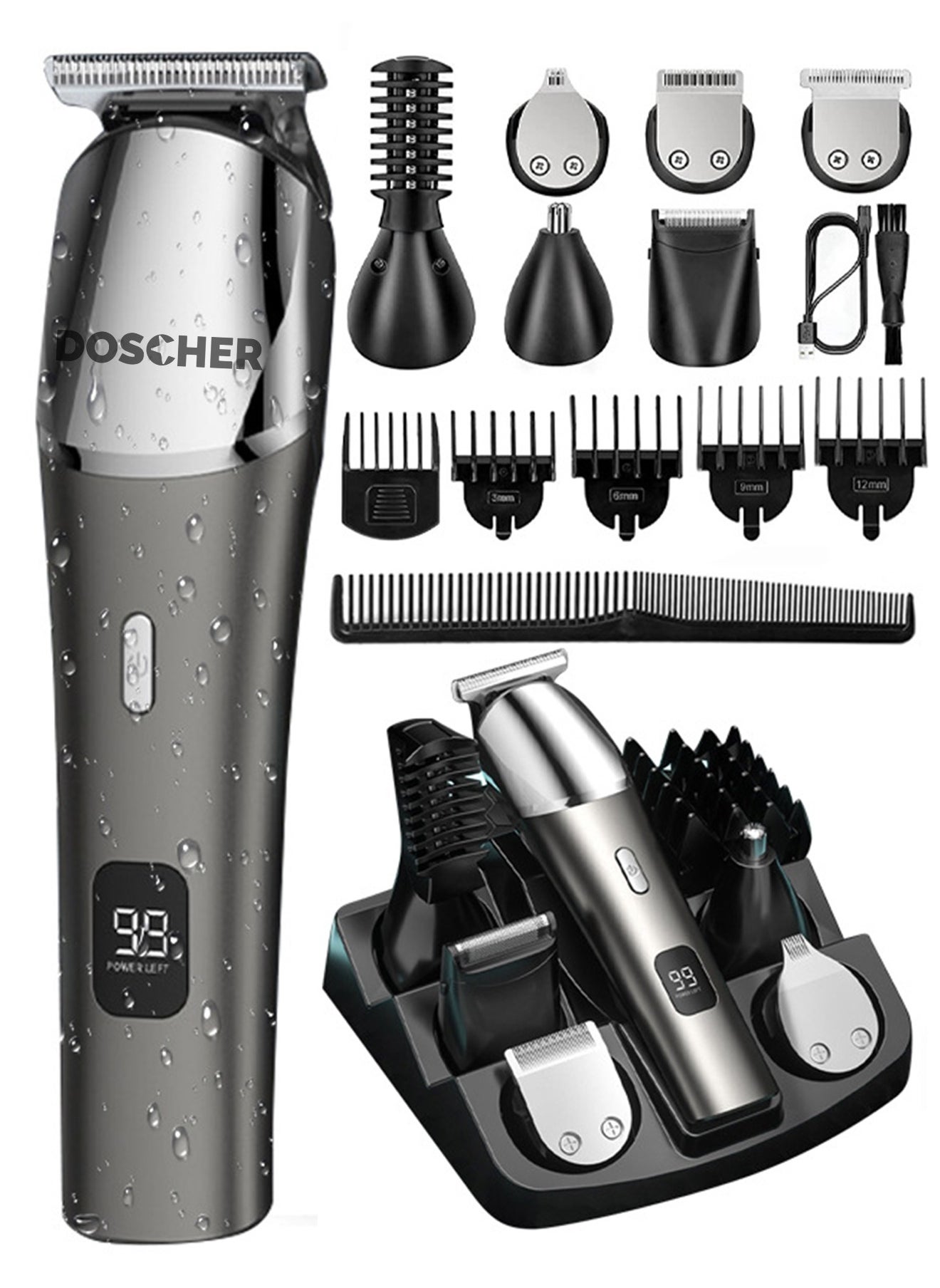 11-in-1 Body Trimmer for Men,Shaving Machine for Men,ShowerProof Body Shaver Groomer for Sensitive Areas,Safe All-in-One Style Kit for Body, Underarms, Beard, Face,Hair, Nose Hair 