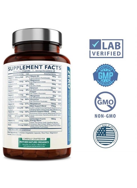 Multivitamins for Men | Advanced Multivitamin Capsules for Adults (60 Count) - Gluten-Free, Sugar-Free, Soy-Free, Dairy-Free & Vegan-Friendly Multimineral Supplement for Daily, Energy & Immune Support