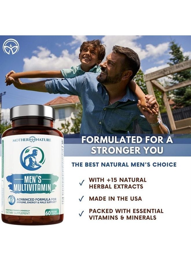 Multivitamins for Men | Advanced Multivitamin Capsules for Adults (60 Count) - Gluten-Free, Sugar-Free, Soy-Free, Dairy-Free & Vegan-Friendly Multimineral Supplement for Daily, Energy & Immune Support