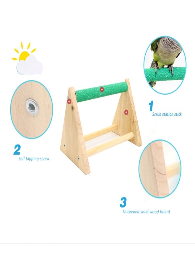 ZERONE Parrot Play Wood Stand, Bird Grinding Perch Table Trimming Bird Training Stands Portable Table Playstand for Small Cockatiels, Conures, Parakeets, Finch - Image 3