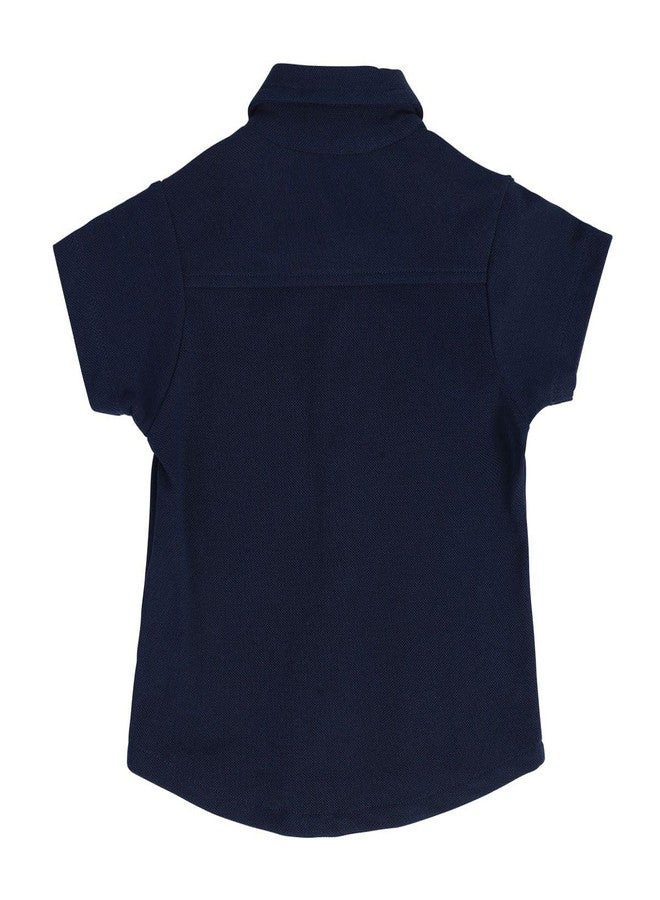 miniklub Baby Collar Knitted Cotton Blue Color Printed Shirt (0-3M) - Image 3