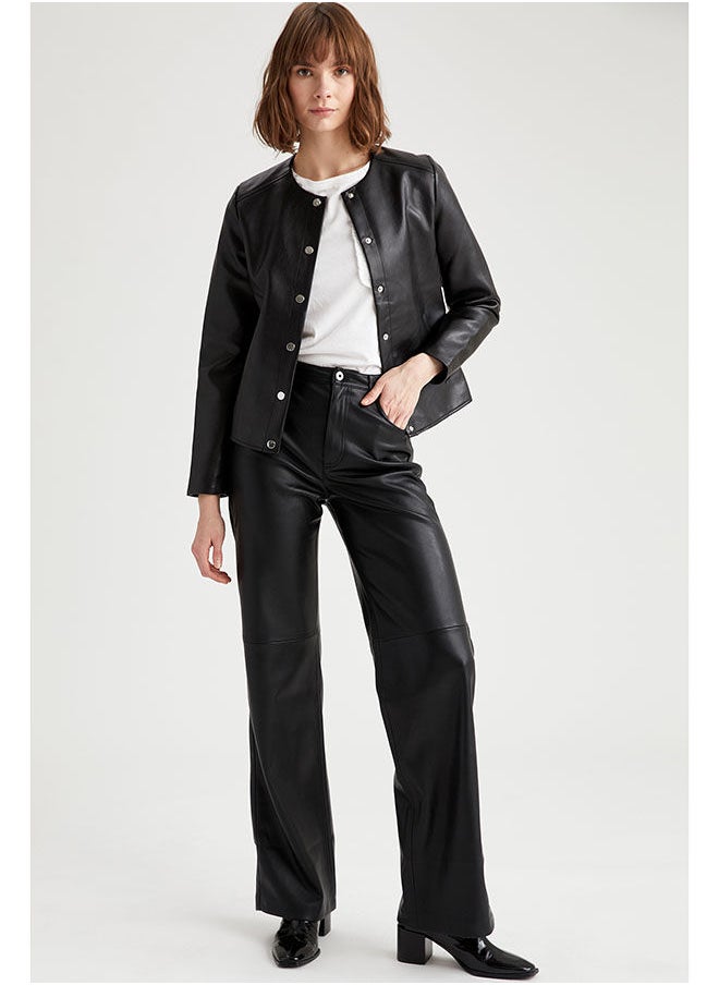 DeFacto - Woman Black PU Mont - Image 1