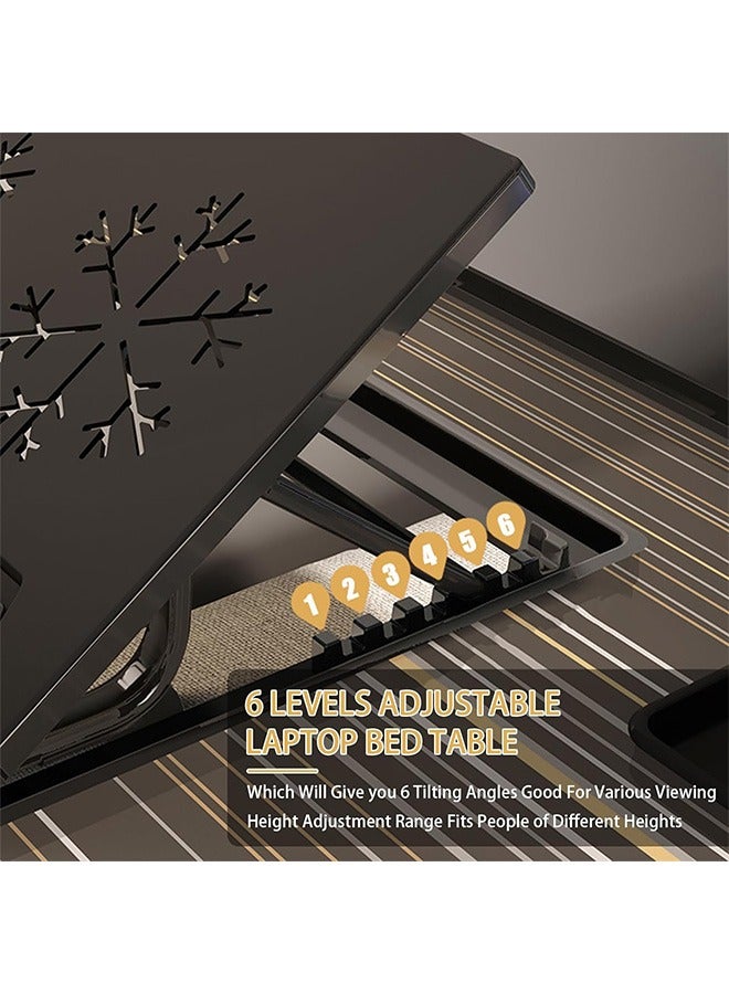 Miya Laptop Desk for Bed,  XX-Large Foldable Bed Tray Table for Eating Breakfast, Writing, Working, Gaming, Drawing with Storage Drawer, Handrest Bookstand, Tablet Stand, Phone Stand(Black) - Image 3