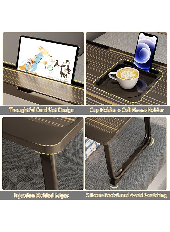 Miya Laptop Desk for Bed,  XX-Large Foldable Bed Tray Table for Eating Breakfast, Writing, Working, Gaming, Drawing with Storage Drawer, Handrest Bookstand, Tablet Stand, Phone Stand(Black) - Image 4