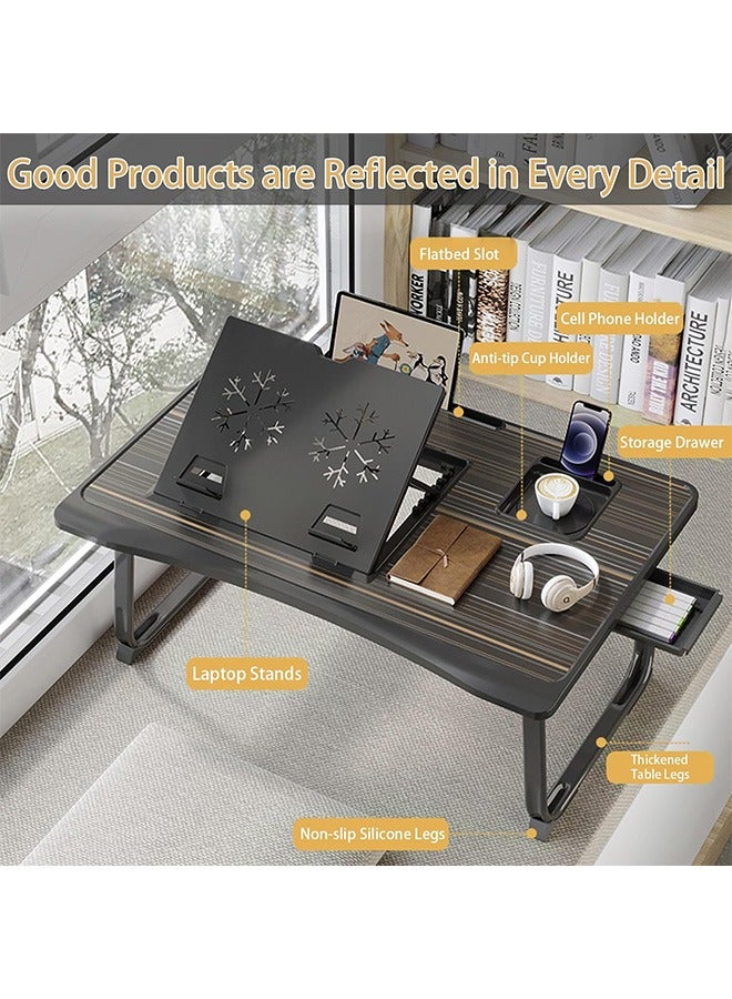 Miya Laptop Desk for Bed,  XX-Large Foldable Bed Tray Table for Eating Breakfast, Writing, Working, Gaming, Drawing with Storage Drawer, Handrest Bookstand, Tablet Stand, Phone Stand(Black) - Image 5