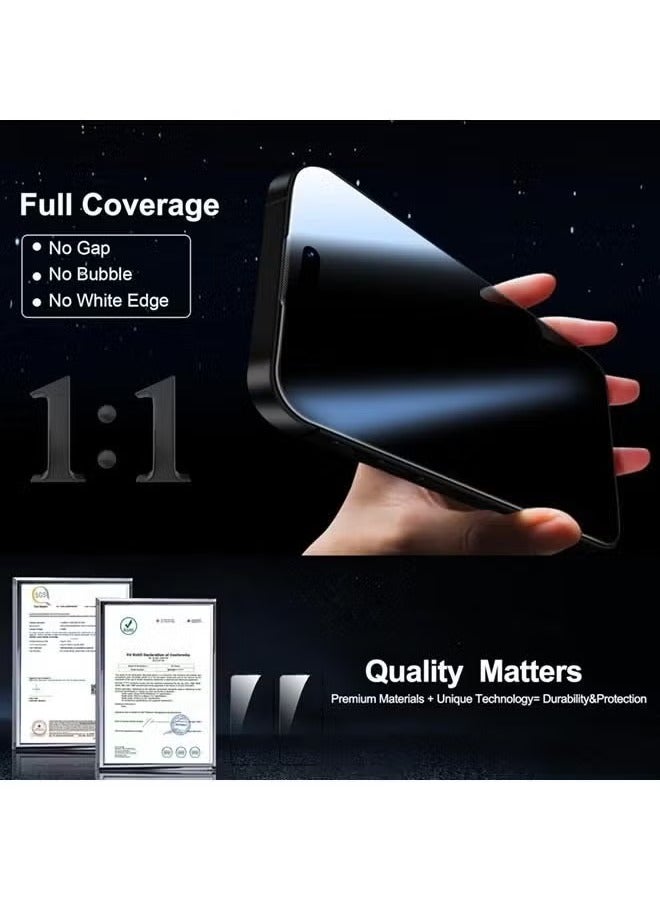 ELTRAZONE 2-Pack Privacy Screen Protector & 2-Pack Camera Lens Protector for iPhone 16 Pro – Ultra 9H+ Tempered Glass with Full Coverage, Anti-Glare, Anti-Scratch, and Anti-Fingerprint Shield - Image 4
