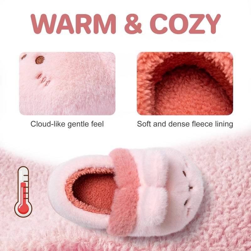 Drecage Toddler Kids Slippers Girls Boys House Shoes Winter Slippers Plush Warm Soft with Cute Cartoon Design Indoor Shoes 316 Pink Bunny 8-8.5 Toddler - Image 2