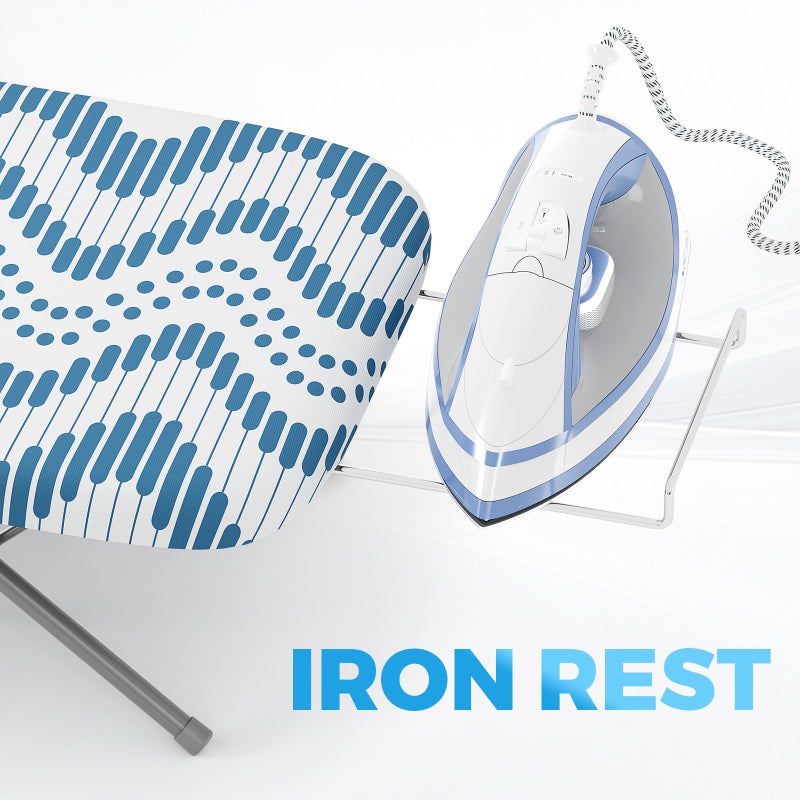 KINGBOARD Tabletop Ironing Board, Small Ironing Boards with Iron Rest, Folding Iron Board, Extra Thick Cover, Portable Tabletop Ironing Board with Non-Slip Feet, 30x12 Blue - Image 4