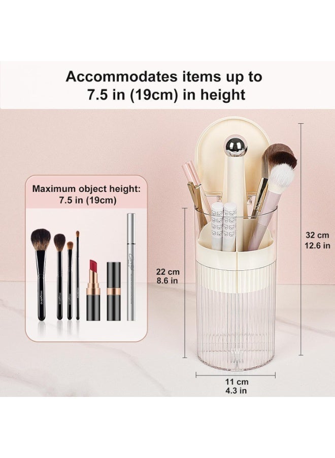 Makeup Brush Holder with Lid, Creative Push-Pop Cosmetic Brush Holder, 4-Slot Waterproof Dustproof Makeup Brushes Organizer for Vanity Desktop Bathroom - Image 5